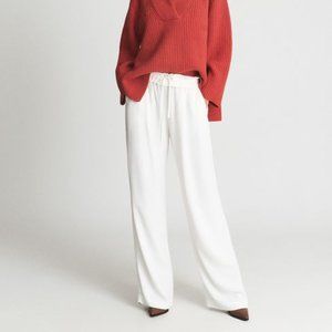 ISO Reiss Raya Wide Leg Trousers - White